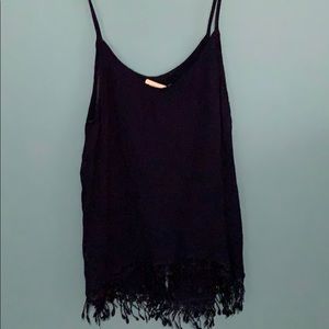 Navy fringe cami tank